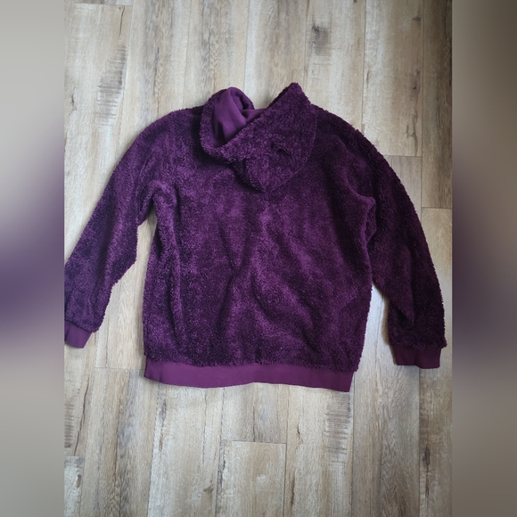 RARE! ADIDAS Winterized Fuzzy Maroon Purple TREFOIL Sherpa HOODIE Men's L Large - Picture 7 of 7
